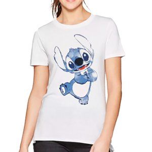 Disney Lilo & Stitch Watercolor Stitch T-Shirt - Womens M, XXL White Tee Tops